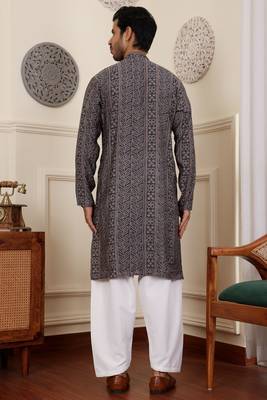Navy blue modal silk mil dye kurta 2