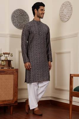 Navy blue modal silk mil dye kurta 3