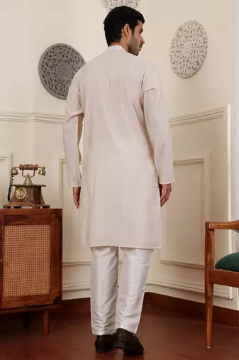 White modal silk mil dye kurta