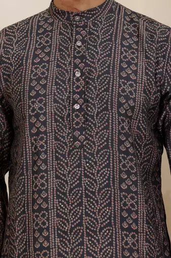 Navy blue modal silk mil dye kurta