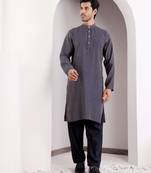 Navy blue modal silk mil dye kurta