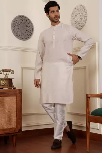 White modal silk mil dye kurta