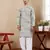 Light pastel green linen embroidered kurta