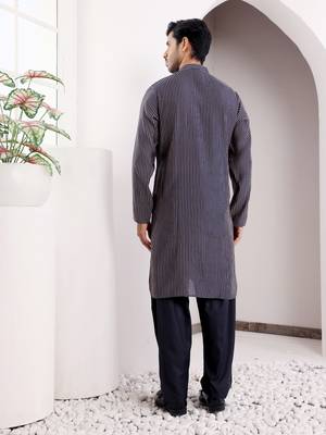 Navy blue modal silk mil dye kurta 2