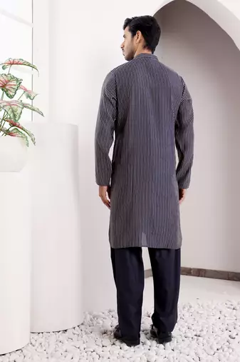 Navy blue modal silk mil dye kurta
