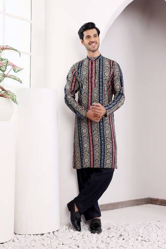 Multi color modal silk mil dye kurta