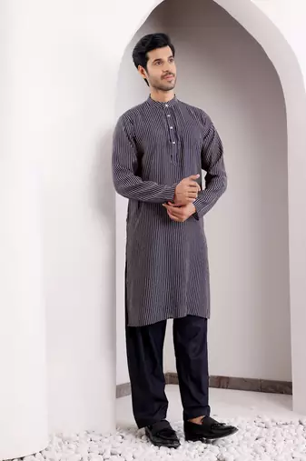 Navy blue modal silk mil dye kurta
