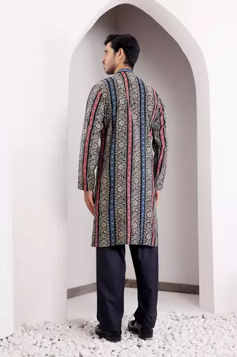Multi color modal silk mil dye kurta