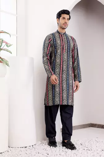 Multi color modal silk mil dye kurta