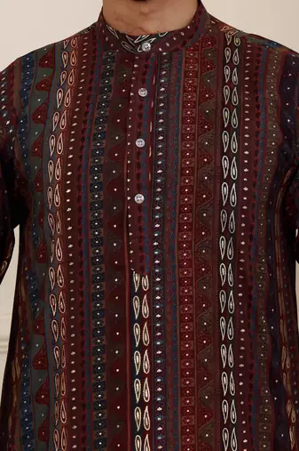 Multi color modal silk mil dye kurta