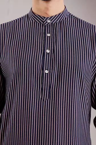 Navy blue modal silk mil dye kurta