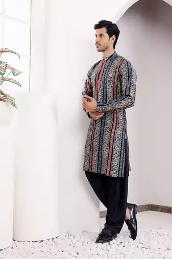 Multi color modal silk mil dye kurta
