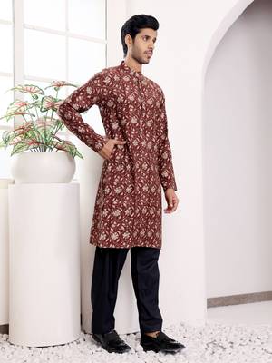 Brown modal silk mil dye kurta 3