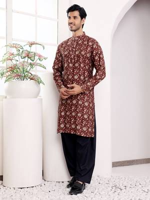 Brown modal silk mil dye kurta 4