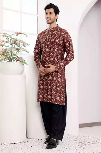 Brown modal silk mil dye kurta