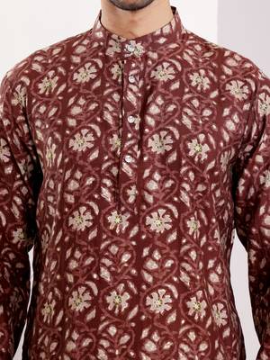 Brown modal silk mil dye kurta 5