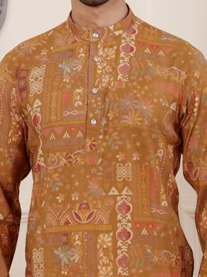 Brownish yellow modal silk mil dye kurta 5