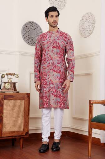 Pink modal silk mil dye kurta
