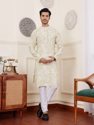 Light green modal silk mil dye kurta 1