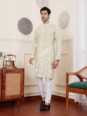 Light green modal silk mil dye kurta 3