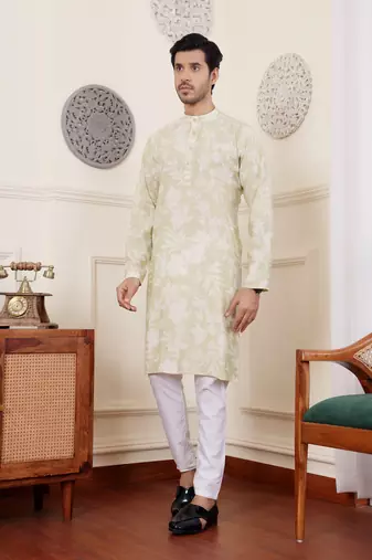 Light green modal silk mil dye kurta