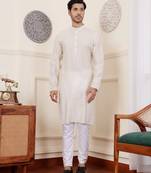 Off white modal silk mil dye kurta