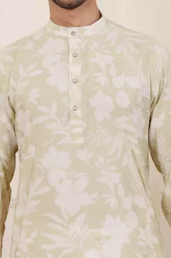 Light green modal silk mil dye kurta