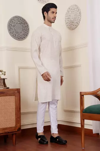 Off white modal silk mil dye kurta