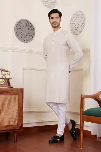 Off white modal silk mil dye kurta