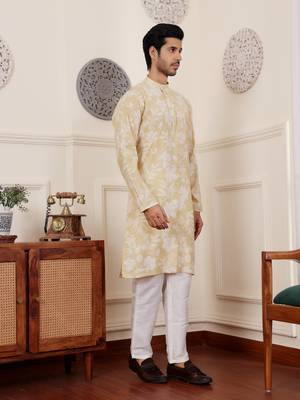Light yellow modal silk mil dye kurta 4