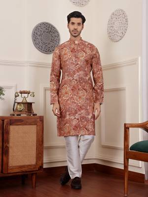 Brown modal silk mil dye kurta 1