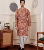 Brown modal silk mil dye kurta