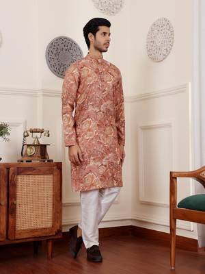 Brown modal silk mil dye kurta 3