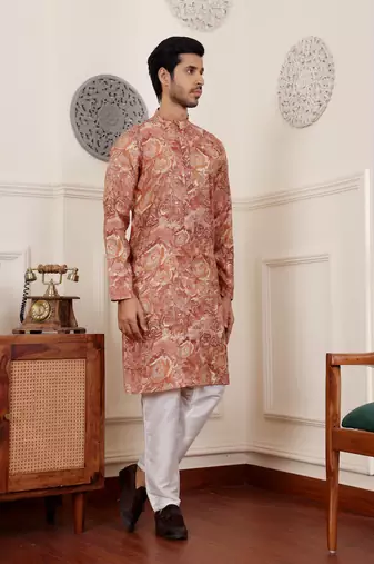 Brown modal silk mil dye kurta
