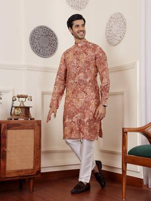 Brown modal silk mil dye kurta 4