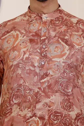 Brown modal silk mil dye kurta