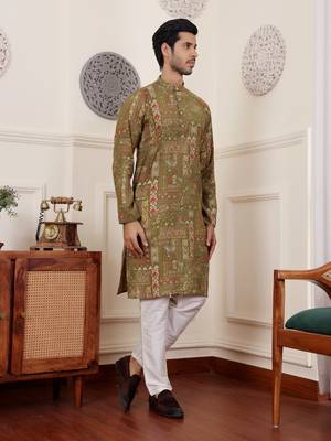 Green modal silk mil dye kurta 3