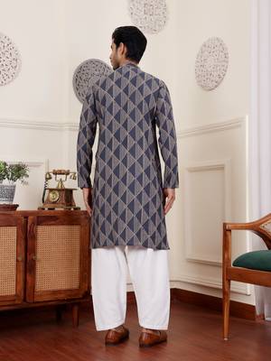 Navy blue modal silk mil dye kurta 2