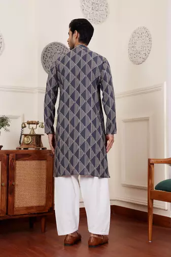 Navy blue modal silk mil dye kurta