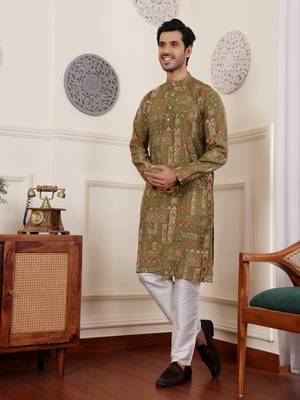 Green modal silk mil dye kurta 4