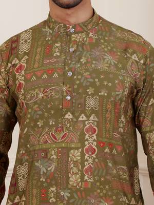 Green modal silk mil dye kurta 5