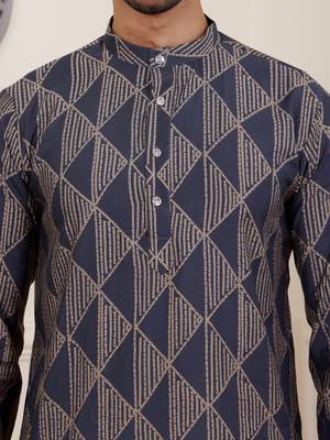 Navy blue modal silk mil dye kurta 5