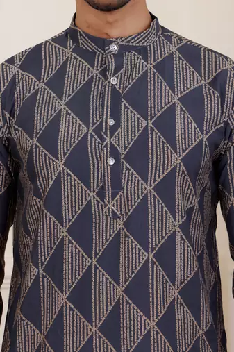 Navy blue modal silk mil dye kurta