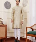 Golden green viscose jacquard kurta