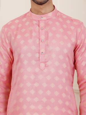 Pink viscose jacquard kurta 5