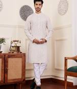Cream viscose chikankari work kurta
