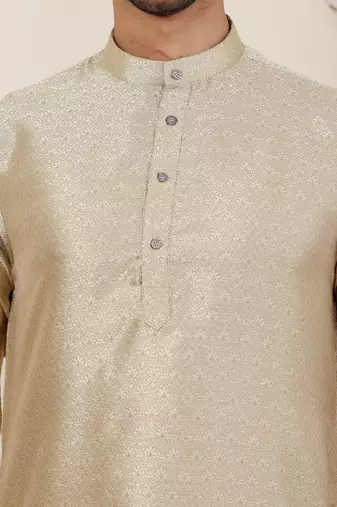 Golden green viscose jacquard kurta