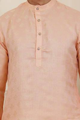 Peach viscose jacquard kurta 5