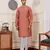 Rustic orange viscose jacquard kurta