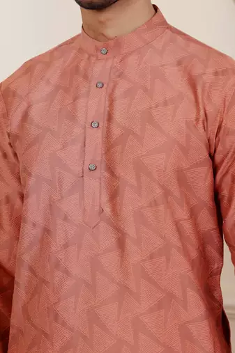 Rustic orange viscose jacquard kurta